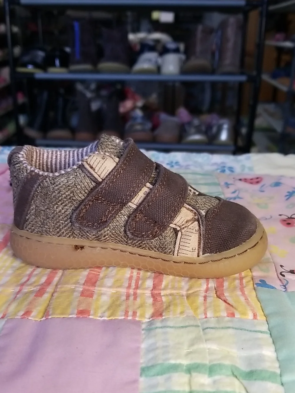 Livie & Luca Brown and Tan Toddler Velcro Walker Shoes Size 4